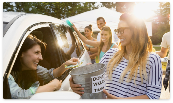 People making donations